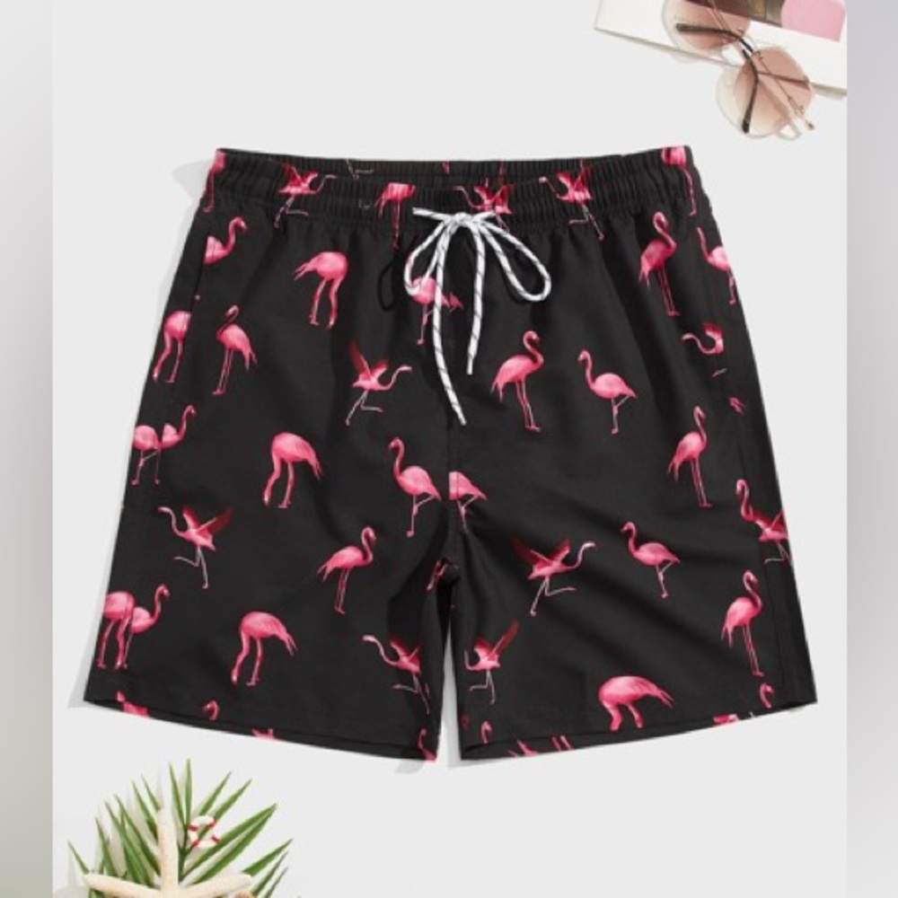 SHEIN Flamingo Swim Trunks 🦩